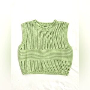 Crochet Knit Light Green Cropped Tank